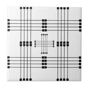 Geometric Pattern Squares Lines White Ceramic Tile