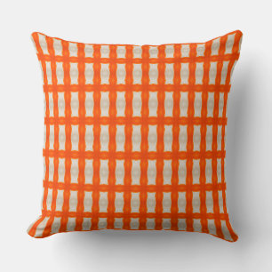 Geometric Pattern Throw Pillow in Orange