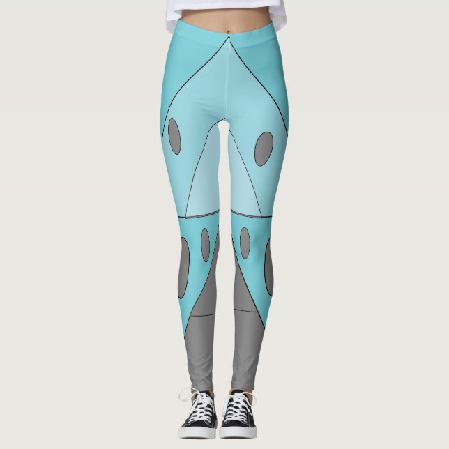 Geometric Pattern Triangles Blue Turquoise Funny Leggings (Front)