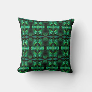 Geometric pattern tropical leaves green pillow