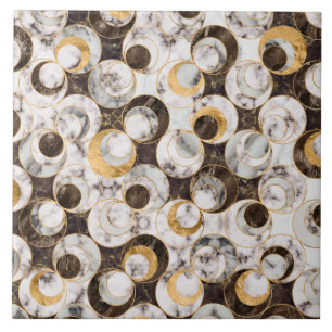 Geometric Pattern - White Marble Texture and Gold Ceramic Tile