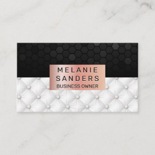 Geometric Pattern   White Upholster   Rose Gold Business Card