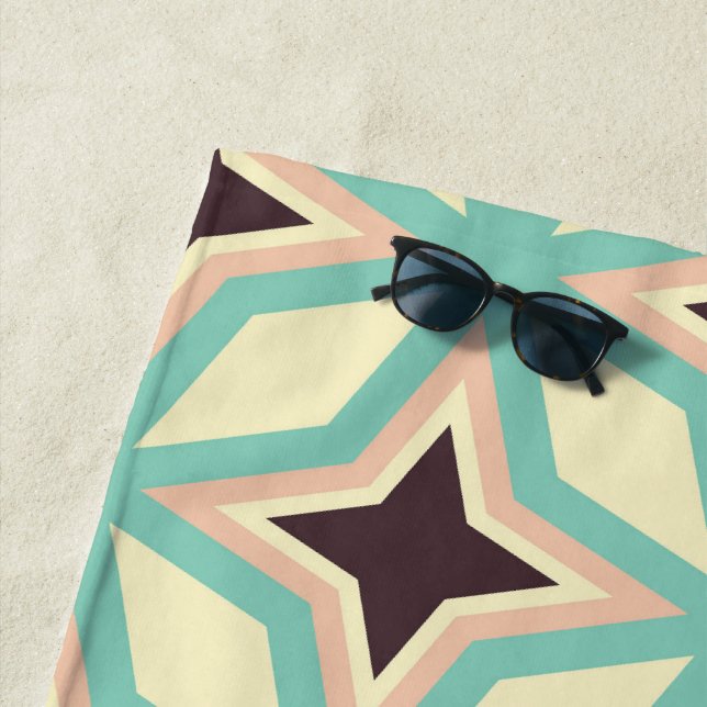 Geometric pattern with alternating dark star shape beach towel (In Situ)