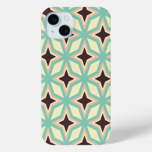 Geometric pattern with alternating dark star shape iPhone 15 mini case