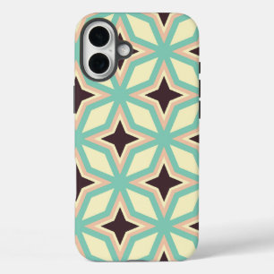 Geometric pattern with alternating dark star shape iPhone 16 plus case