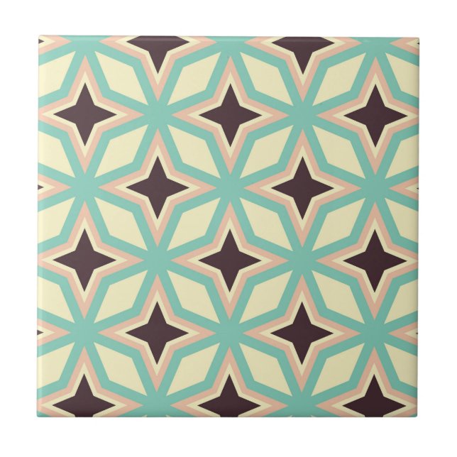 Geometric pattern with alternating dark star shape ceramic tile (Front)
