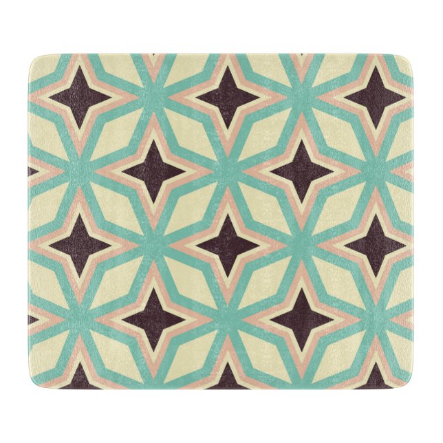 Geometric pattern with alternating dark star shape cutting board (Front)