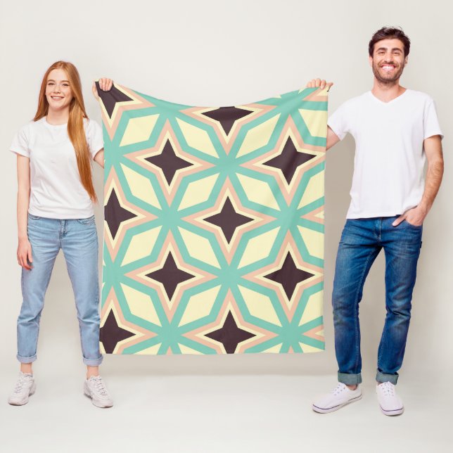 Geometric pattern with alternating dark star shape fleece blanket (In Situ)