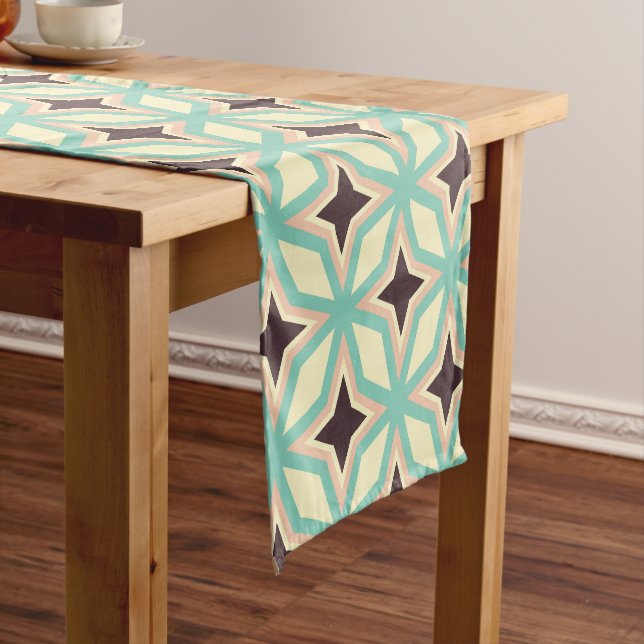 Geometric pattern with alternating dark star shape short table runner (In Situ)