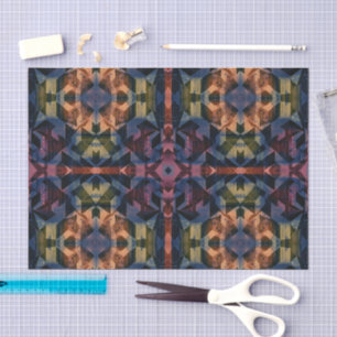 Geometric pattern with blueish flower tissue paper