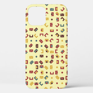 Geometric pattern with coloured elements,  vintage iPhone 12 case
