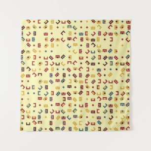 Geometric pattern with coloured elements, vintage tapestry