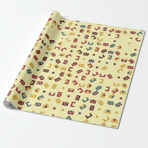 Geometric pattern with coloured elements,  vintage wrapping paper