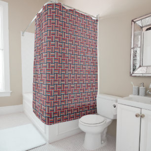 Geometric Pattern with Colourful Stripes Shower Curtain