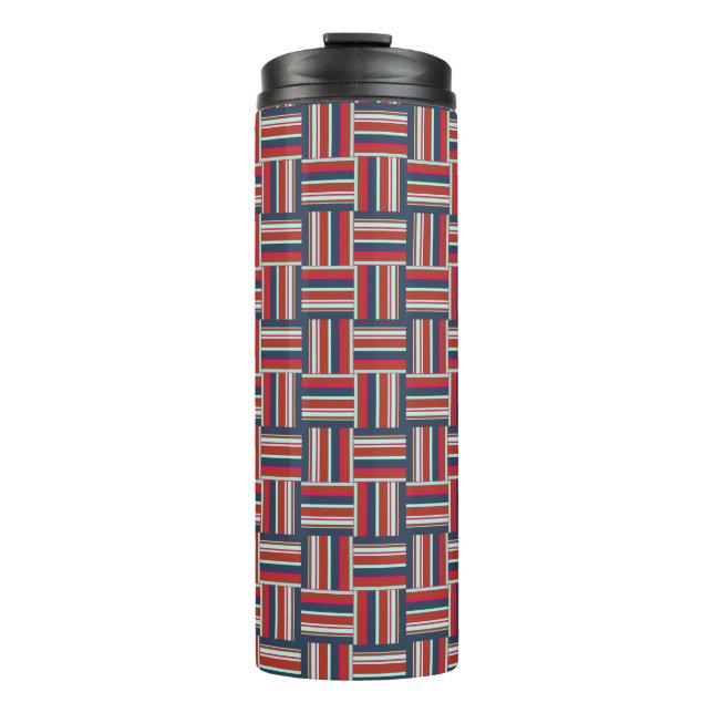 Geometric Pattern with Colourful Stripes Thermal Tumbler (Front)