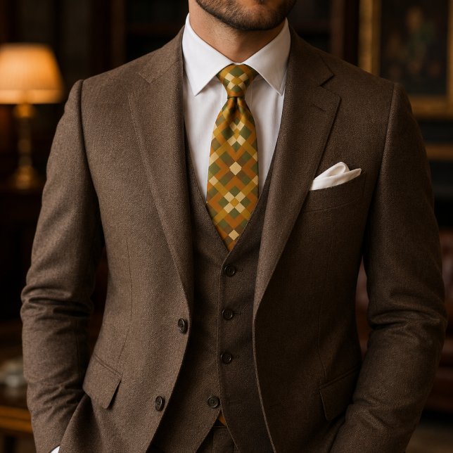 Geometric Pattern with Earth Tones Tie (Creator Uploaded)