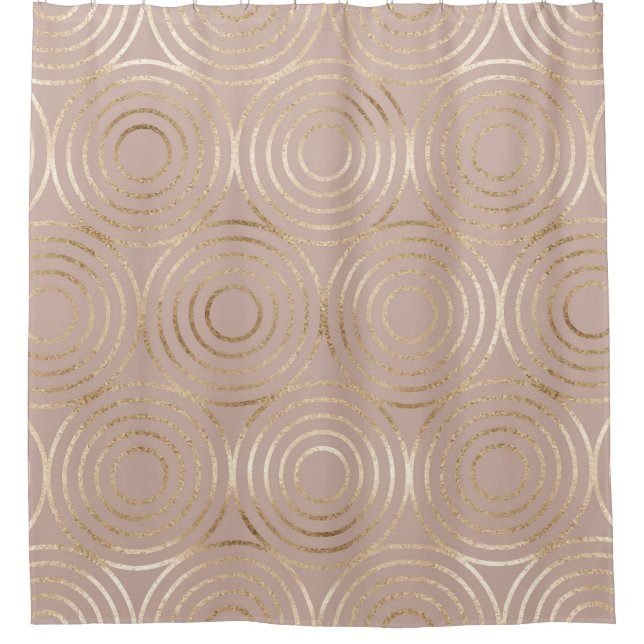Geometric pattern with gold circles. shower curtain (Front)