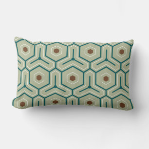 Geometric pattern with interlocking hexagons lumbar cushion
