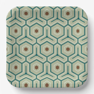 Geometric pattern with interlocking hexagons paper plate