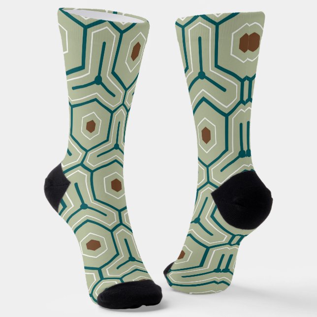Geometric pattern with interlocking hexagons socks (Angled)