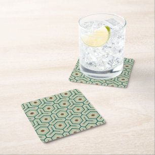 Geometric pattern with interlocking hexagons square paper coaster