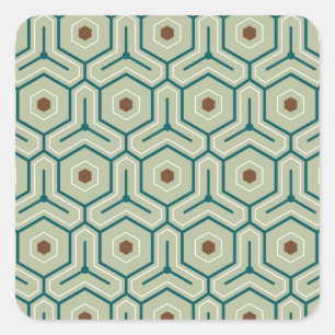 Geometric pattern with interlocking hexagons square sticker