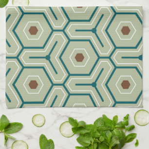 Geometric pattern with interlocking hexagons tea towel