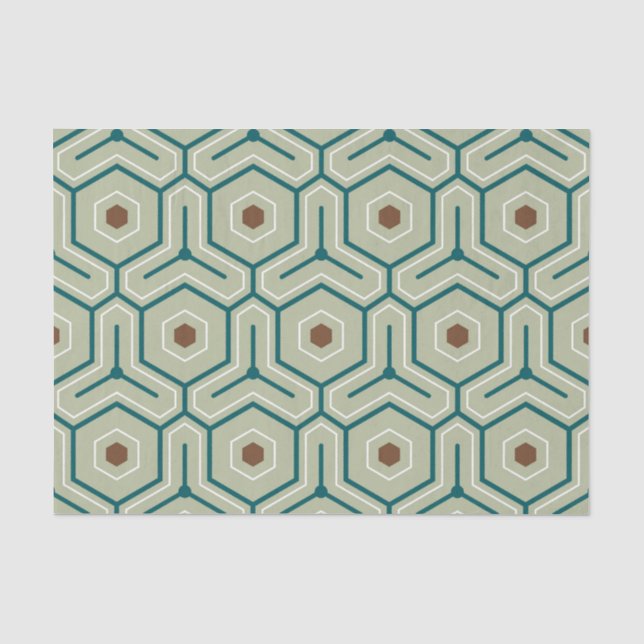 Geometric pattern with interlocking hexagons tissue paper (Front)