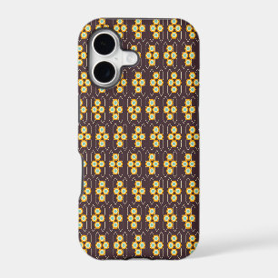 Geometric pattern with orange and blue hexagons