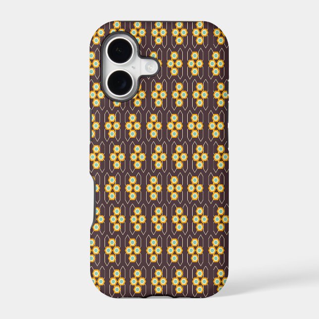 Geometric pattern with orange and blue hexagons (Back)