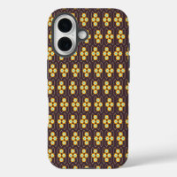 Geometric pattern with orange and blue hexagons