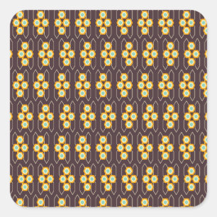 Geometric pattern with orange and blue hexagons square sticker