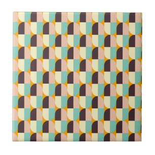 Geometric pattern with overlapping half-circles ceramic tile