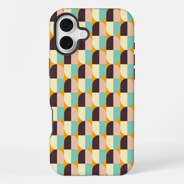 Geometric pattern with overlapping half-circles iPhone case (Back)
