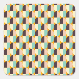 Geometric pattern with overlapping half-circles square sticker