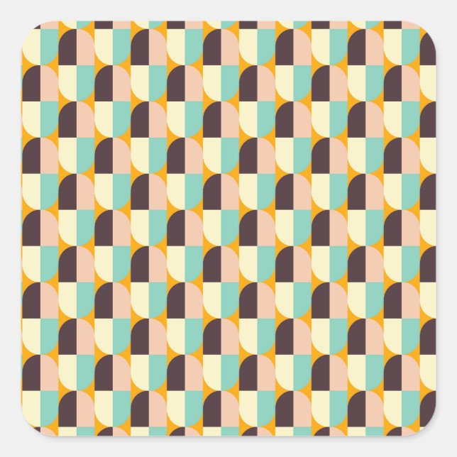 Geometric pattern with overlapping half-circles square sticker (Front)