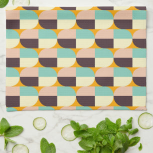 Geometric pattern with overlapping half-circles tea towel