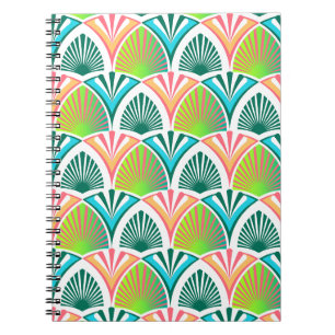 Geometric pattern with palm leaves and flowers notebook