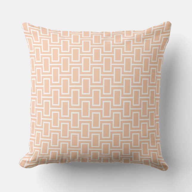 Geometric Pattern with Peach and White Rectangle Cushion (Front)