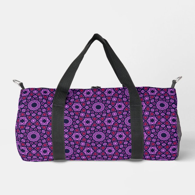 Geometric Pattern with Purple Truncated Tri-Hexago Duffle Bag (Front)