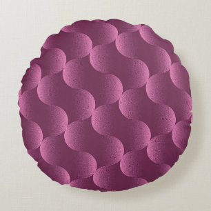 Geometric Pattern with Radiant Magenta Circles Round Cushion