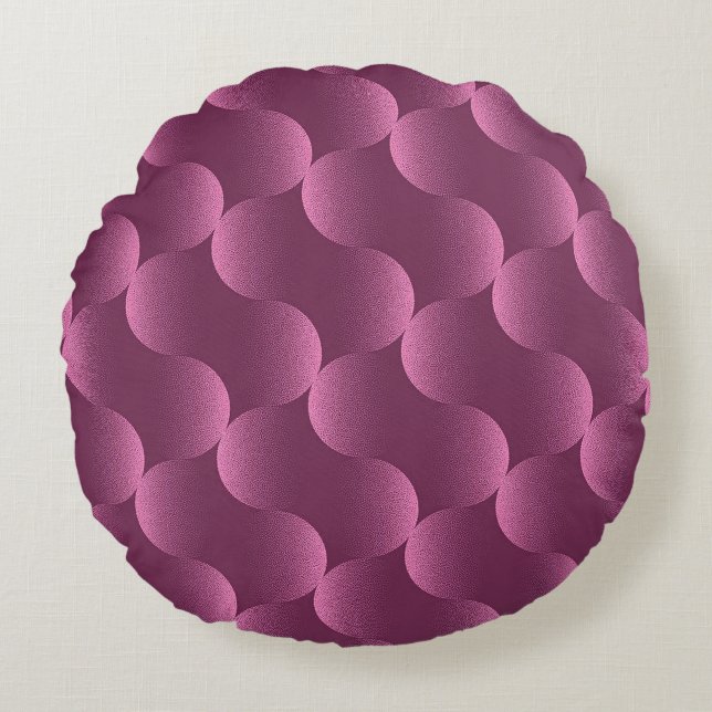 Geometric Pattern with Radiant Magenta Circles Round Cushion (Front)