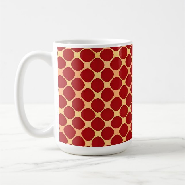 Geometric Pattern With Red Circles Coffee Mug (Left)