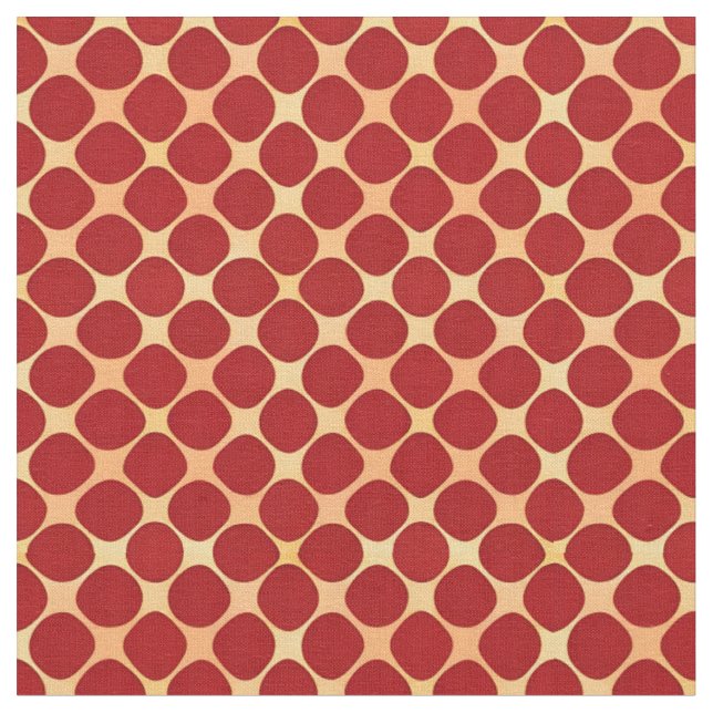 Geometric Pattern With Red Circles Fabric (Close Up)