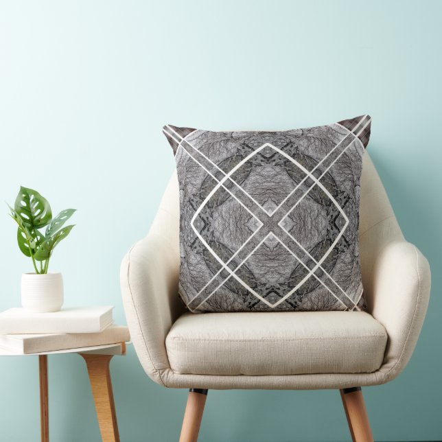 Geometric Pattern with Snowy Winter Trees Cushion (Chair)
