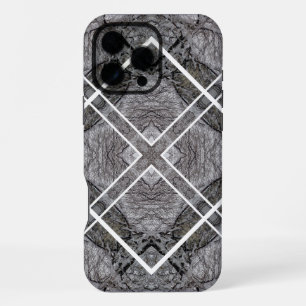 Geometric Pattern with Snowy Winter Trees iPhone 16 Pro Max Case