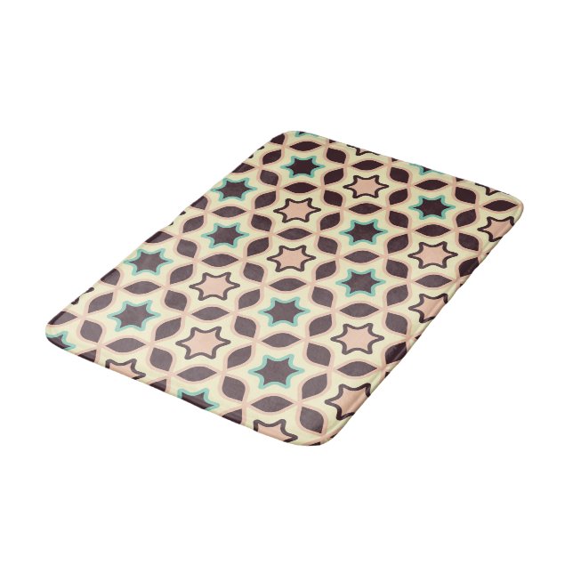  Geometric pattern with star shapes in brown and t Bath Mat (Angled)