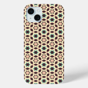 Geometric pattern with star shapes in brown and t iPhone 15 Mini Case
