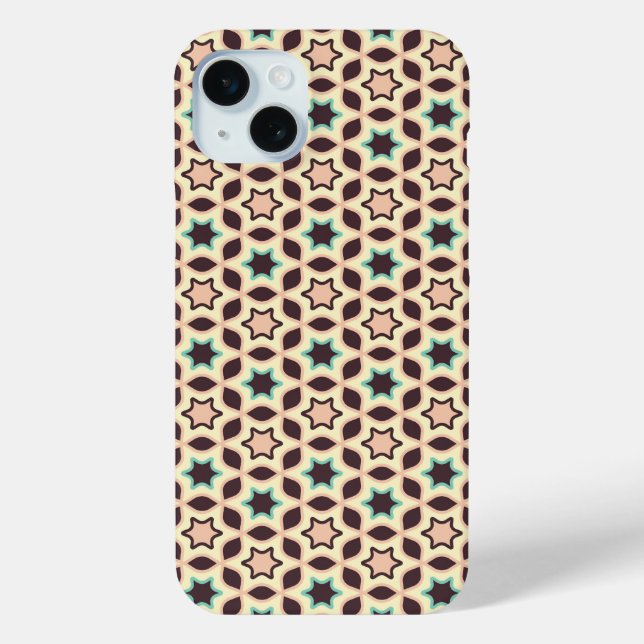  Geometric pattern with star shapes in brown and t Case-Mate iPhone Case (Back)