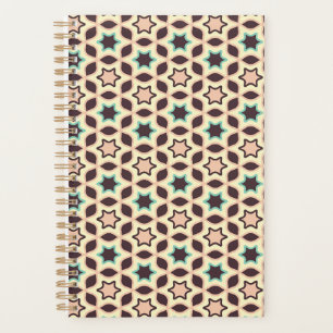 Geometric pattern with star shapes in brown and t Planner